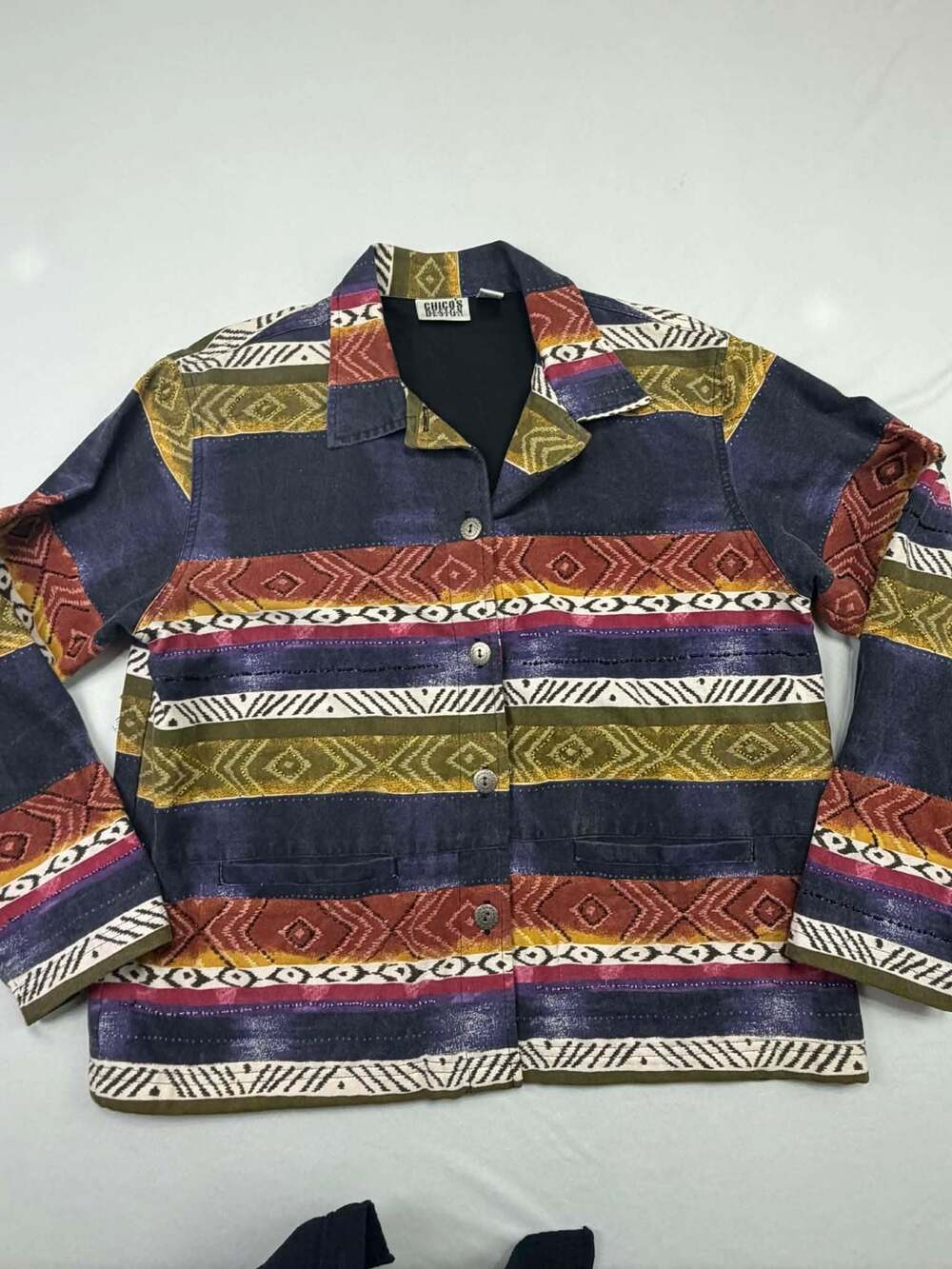 Chico's Design Vintage Southwestern Tribal Print Cotton Jacket Size 2
